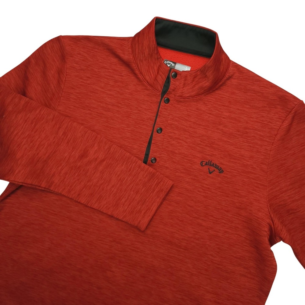 Callaway Pullover Mens Large‎ Red Snap Mock Neck Golf Fleece Long Sleeve